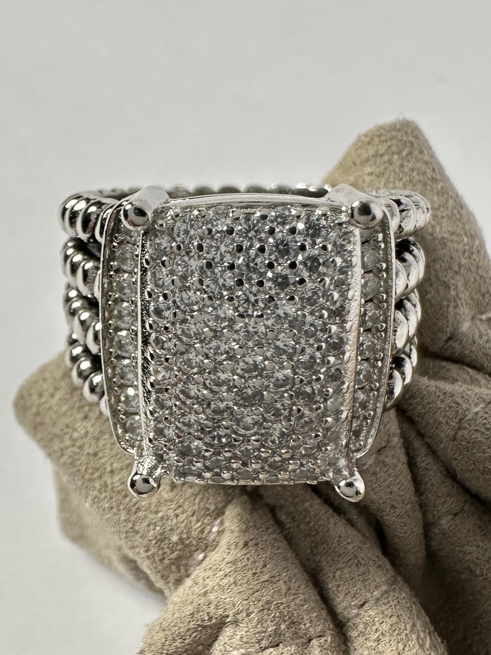 David Yurman Sterling Silver Wheaton Pave Ring Size 7